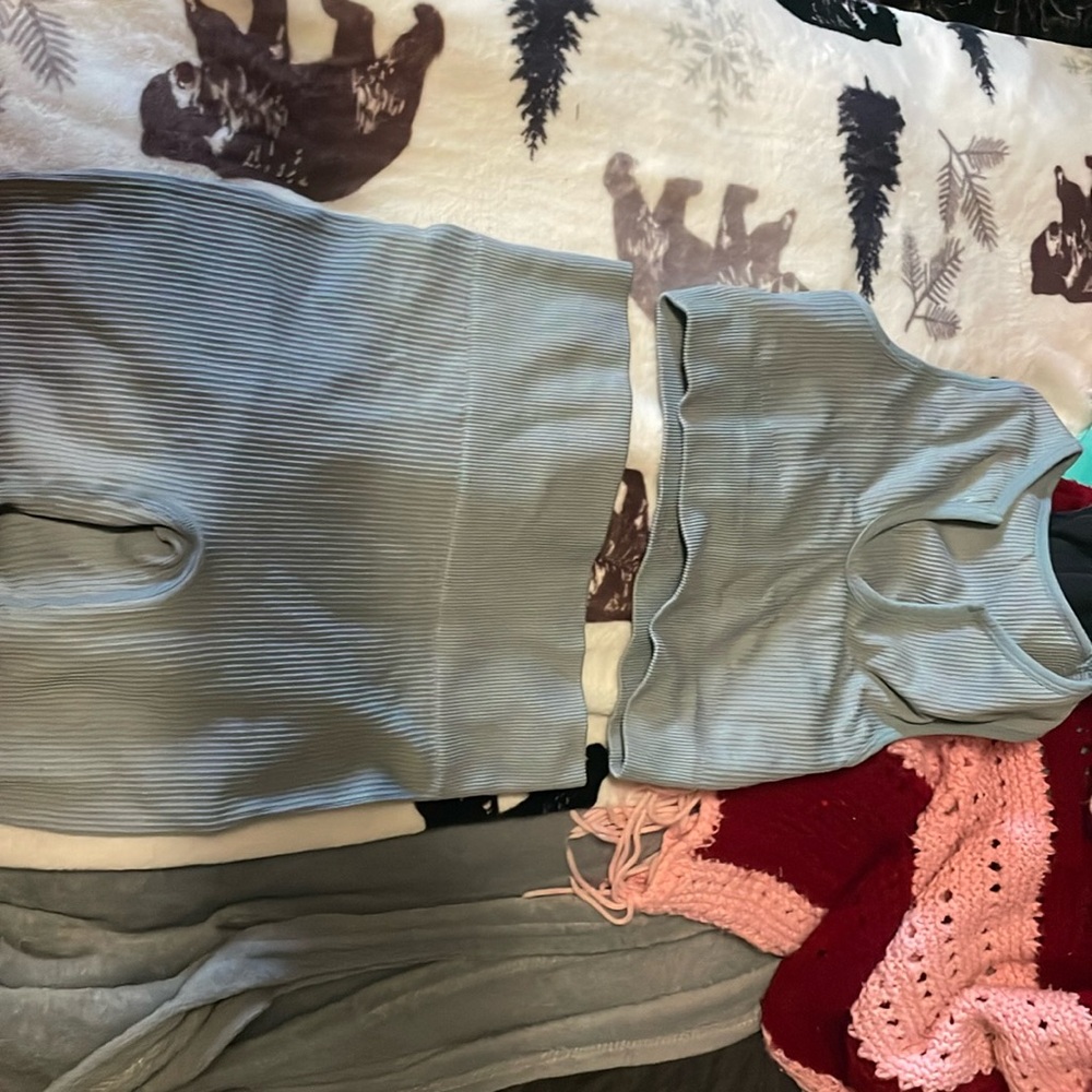 SHEIN, 2 piece workout set. Sports bra and shorts. Ribbed. Cut out in the bra.